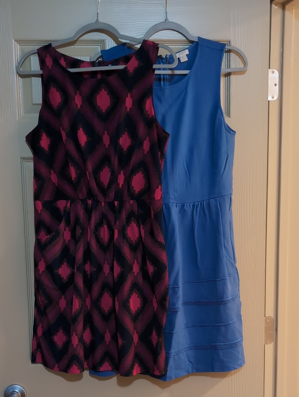 Women's Blue Sleeveless Dress and Pink Patterned Sleeveless Dress